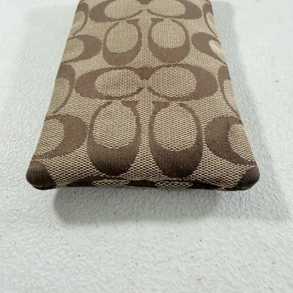 Coach Signature Canvas Leather Soft Eyeglasses Sunglasses Case Gold Squeeze Top